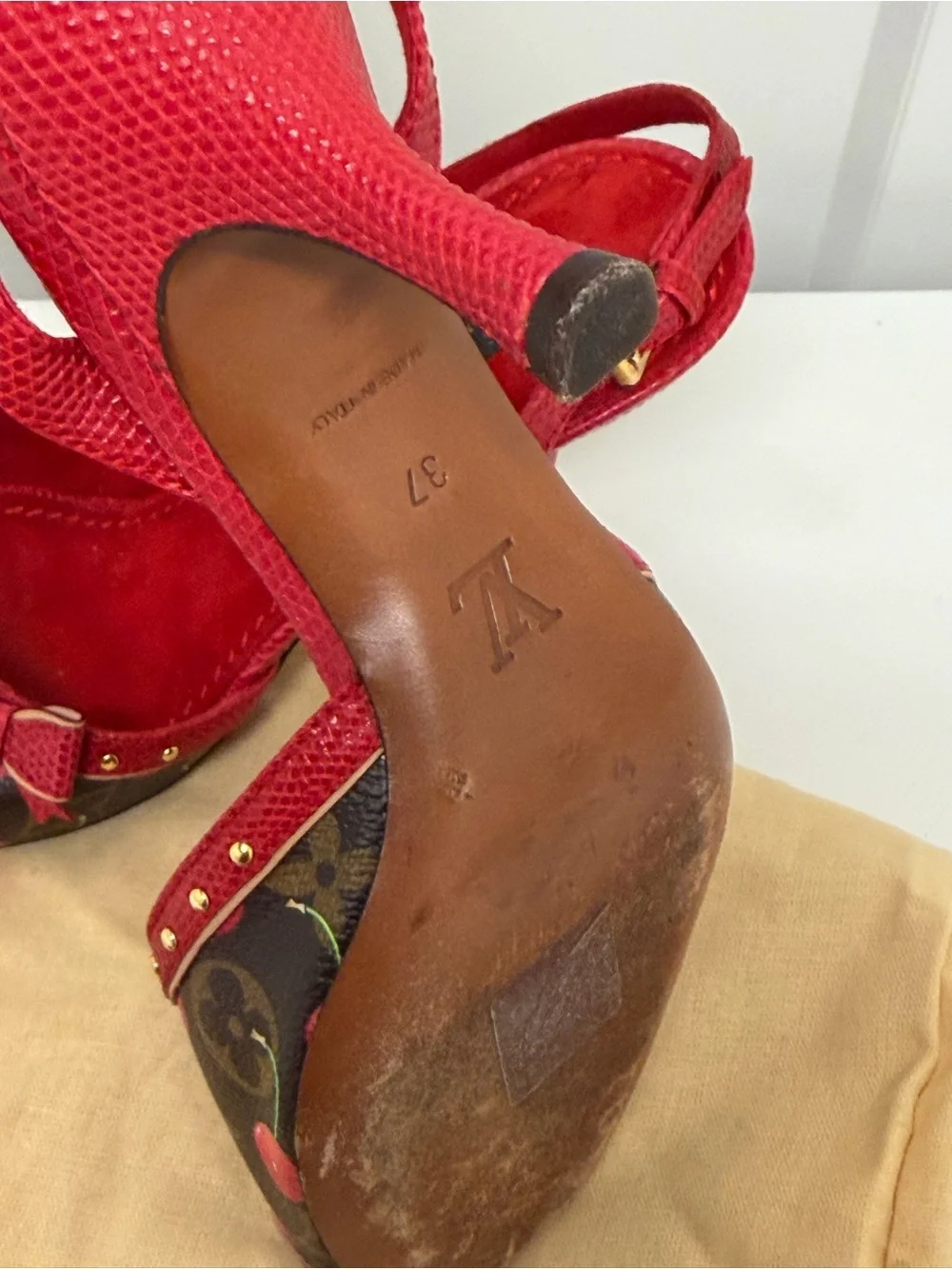 Rare Louis Vuitton x Takashi Murakami iconic Cherry bow heels (EU 37/ US 7)